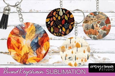 Fall Keychain - Autumn Forest Keychain Sublimation Designs Sublimation OrangeBrushStudio 