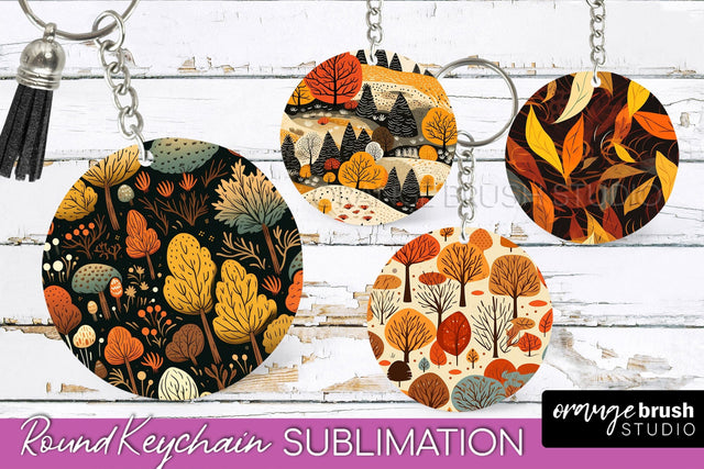 Fall Keychain - Autumn Forest Keychain Sublimation Designs Sublimation OrangeBrushStudio 