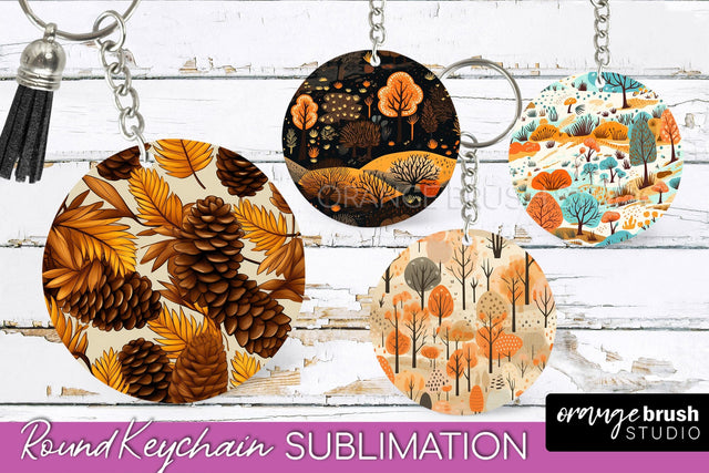 Fall Keychain - Autumn Forest Keychain Sublimation Designs Sublimation OrangeBrushStudio 