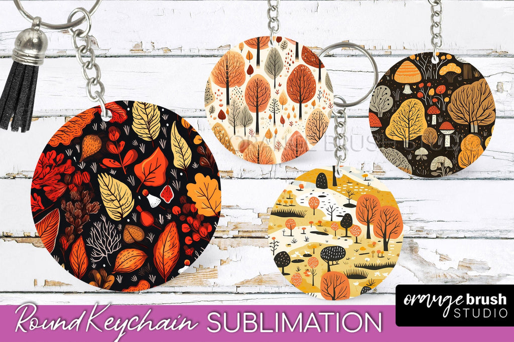 Fall Keychain - Autumn Forest Keychain Sublimation Designs - So Fontsy