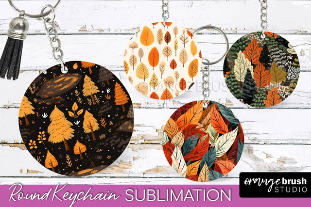 Fall Keychain - Autumn Forest Keychain Sublimation Designs Sublimation OrangeBrushStudio 