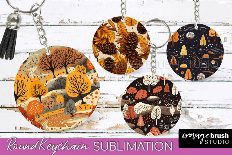 Fall Keychain - Autumn Forest Keychain Sublimation Designs Sublimation OrangeBrushStudio 