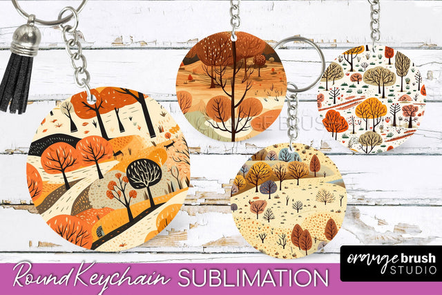 Fall Keychain - Autumn Forest Keychain Sublimation Designs Sublimation OrangeBrushStudio 