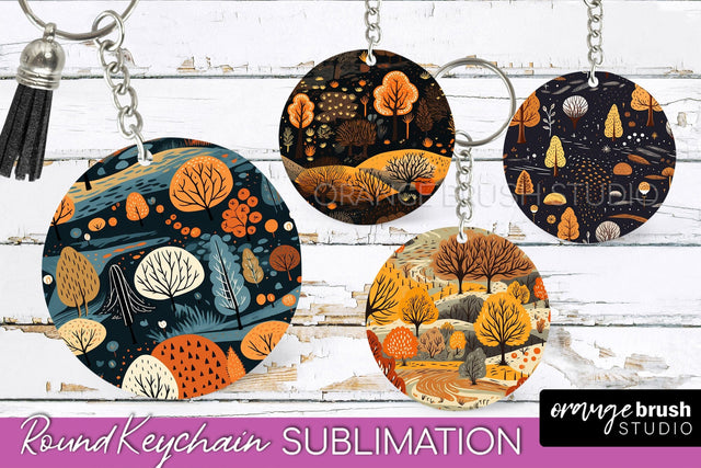 Fall Keychain - Autumn Forest Keychain Sublimation Designs Sublimation OrangeBrushStudio 