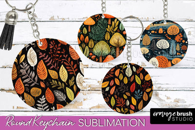 Fall Keychain - Autumn Forest Keychain Sublimation Designs Sublimation OrangeBrushStudio 
