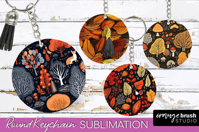 Fall Keychain - Autumn Forest Keychain Sublimation Designs Sublimation OrangeBrushStudio 
