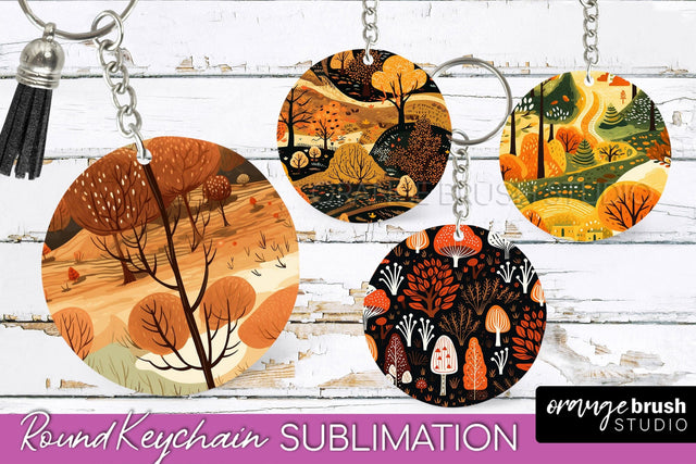 Fall Keychain - Autumn Forest Keychain Sublimation Designs Sublimation OrangeBrushStudio 