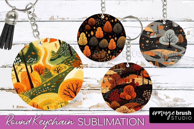 Fall Keychain - Autumn Forest Keychain Sublimation Designs Sublimation OrangeBrushStudio 