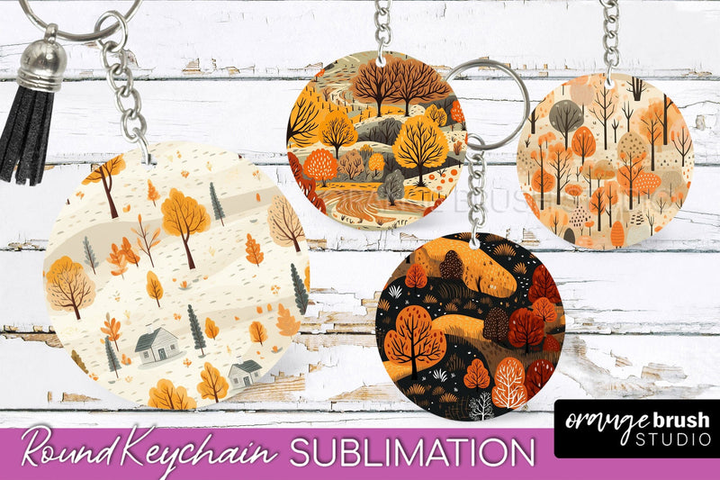 Fall Keychain - Autumn Forest Keychain Sublimation Designs Sublimation OrangeBrushStudio 