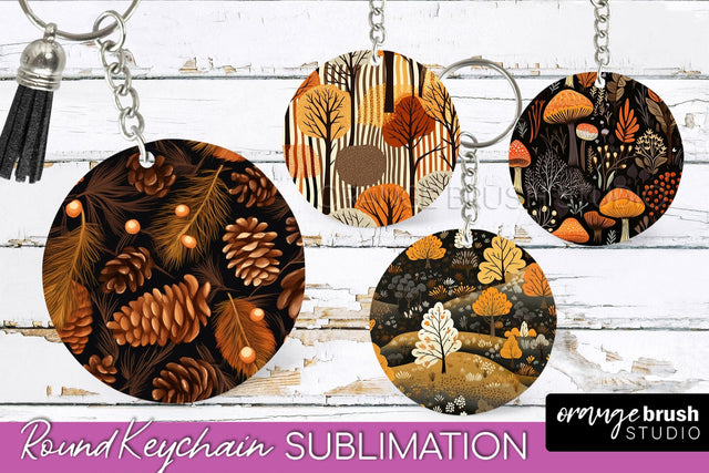 Fall Keychain - Autumn Forest Keychain Sublimation Designs Sublimation OrangeBrushStudio 