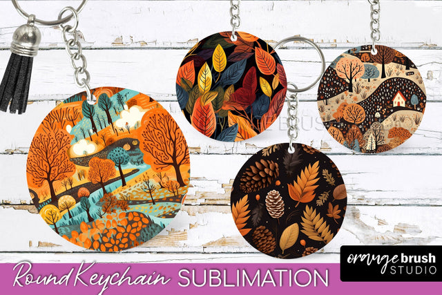 Fall Keychain - Autumn Forest Keychain Sublimation Designs Sublimation OrangeBrushStudio 
