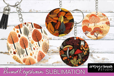 Fall Keychain - Autumn Forest Keychain Sublimation Designs Sublimation OrangeBrushStudio 