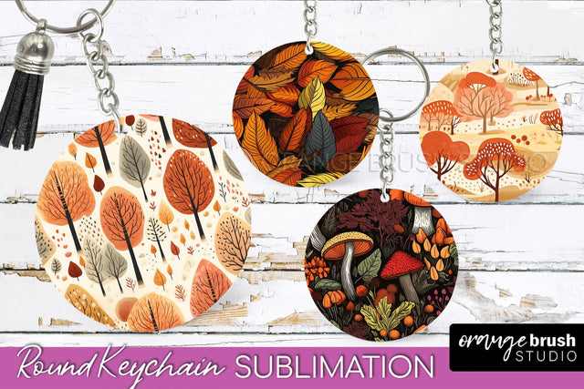 Fall Keychain - Autumn Forest Keychain Sublimation Designs Sublimation OrangeBrushStudio 