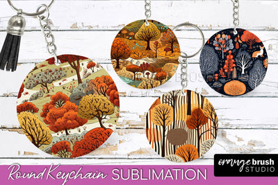 Fall Keychain - Autumn Forest Keychain Sublimation Designs Sublimation OrangeBrushStudio 
