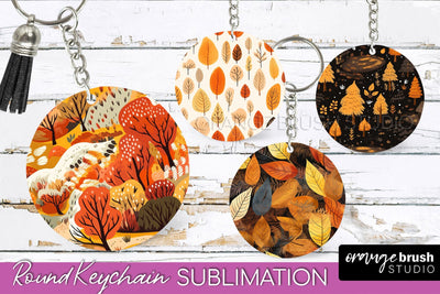 Fall Keychain - Autumn Forest Keychain Sublimation Designs Sublimation OrangeBrushStudio 