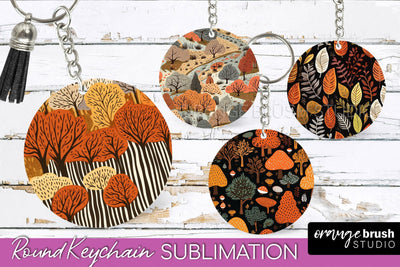 Fall Keychain - Autumn Forest Keychain Sublimation Designs Sublimation OrangeBrushStudio 