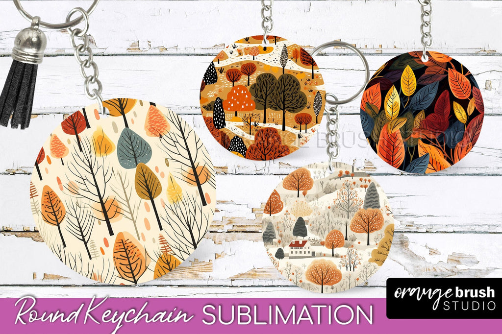 Fall Risk Keychain Fall Keychain - Autumn Forest Keychain Sublimation Designs - So Fontsy