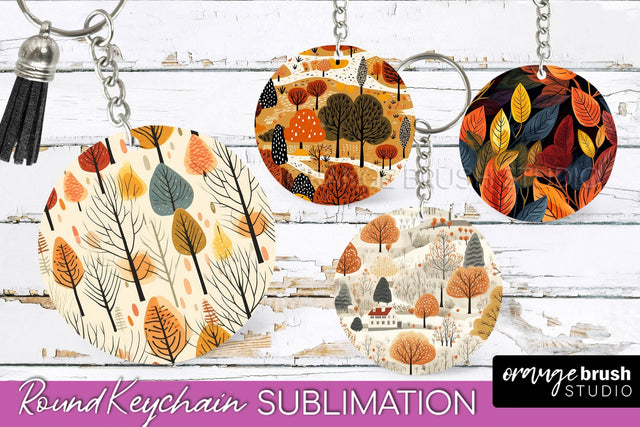 Fall Keychain - Autumn Forest Keychain Sublimation Designs Sublimation OrangeBrushStudio 