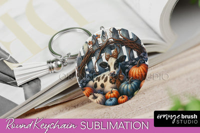 Fall Keychain - Cow Keychain Sublimation Design Sublimation OrangeBrushStudio 