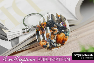Fall Keychain - Cow Keychain Sublimation Design Sublimation OrangeBrushStudio 
