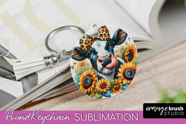 Fall Keychain - Cow Keychain Sublimation Design Sublimation OrangeBrushStudio 