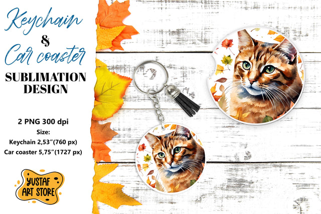 Fall Keychain. Fall Car coaster sublimation design Sublimation Yustaf Art Store 