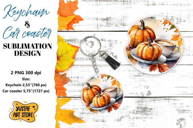 Fall Keychain. Fall Car coaster sublimation design Sublimation Yustaf Art Store 