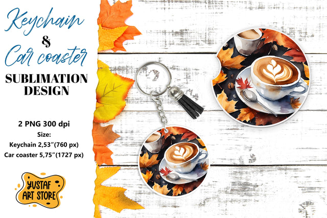 Fall Keychain. Fall Car coaster sublimation design Sublimation Yustaf Art Store 