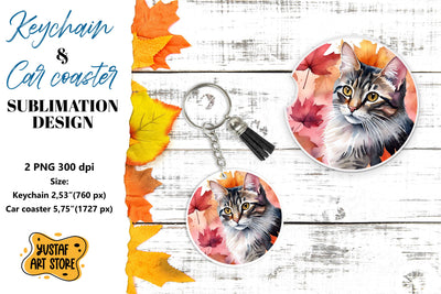 Fall Keychain. Fall Car coaster sublimation design Sublimation Yustaf Art Store 
