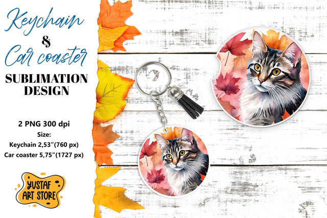 Fall Keychain. Fall Car coaster sublimation design Sublimation Yustaf Art Store 