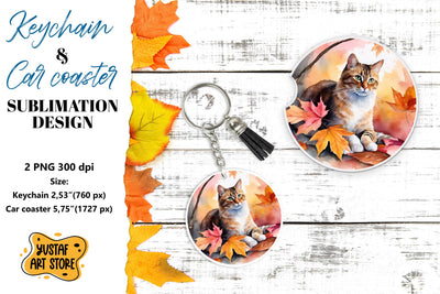 Fall Keychain. Fall Car coaster sublimation design Sublimation Yustaf Art Store 