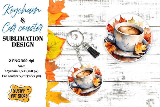 Fall Keychain. Fall Car coaster sublimation design Sublimation Yustaf Art Store 