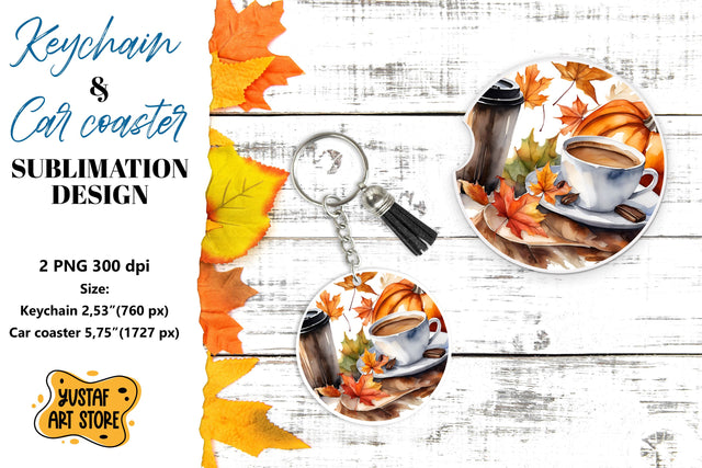 Fall Keychain. Fall Car coaster sublimation design Sublimation Yustaf Art Store 
