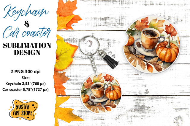 Fall Keychain. Fall Car coaster sublimation design Sublimation Yustaf Art Store 