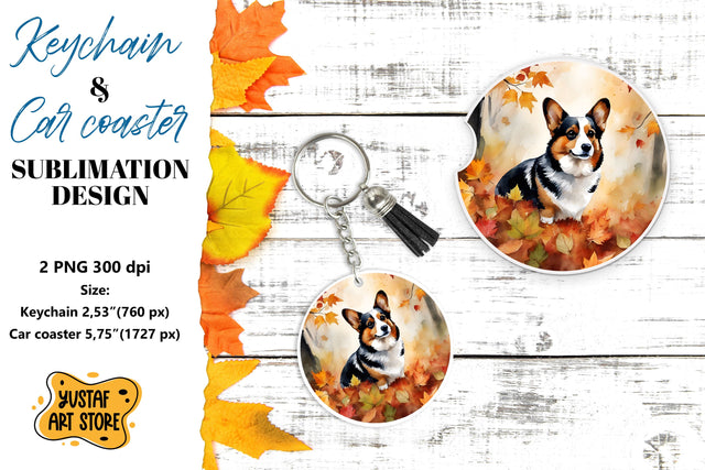Fall Keychain. Fall Car coaster sublimation design Sublimation Yustaf Art Store 