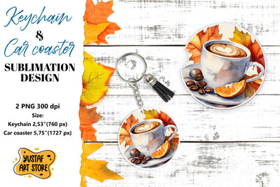 Fall Keychain. Fall Car coaster sublimation design Sublimation Yustaf Art Store 