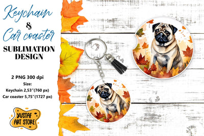 Fall Keychain. Fall Car coaster sublimation design Sublimation Yustaf Art Store 