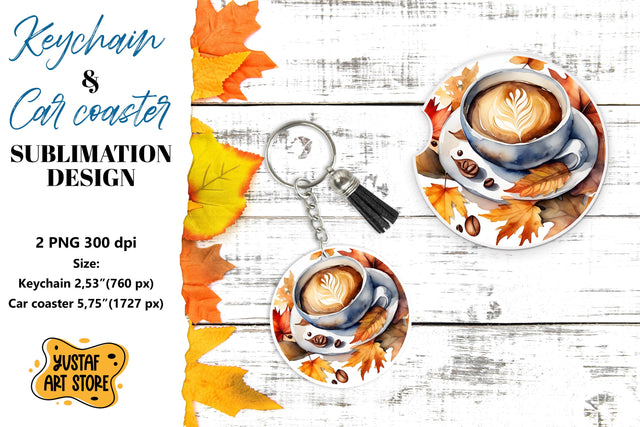 Fall Keychain. Fall Car coaster sublimation design Sublimation Yustaf Art Store 