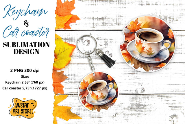 Fall Keychain. Fall Car coaster sublimation design Sublimation Yustaf Art Store 