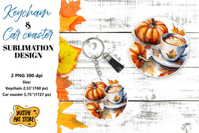 Fall Keychain. Fall Car coaster sublimation design Sublimation Yustaf Art Store 