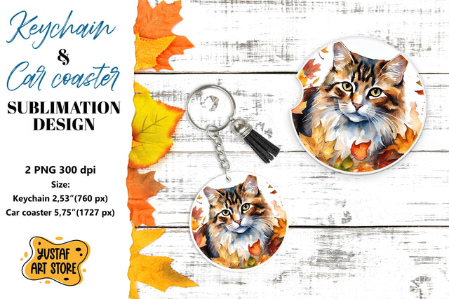 Fall Keychain. Fall Car coaster sublimation design Sublimation Yustaf Art Store 