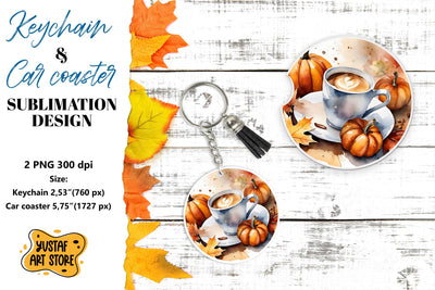 Fall Keychain. Fall Car coaster sublimation design Sublimation Yustaf Art Store 