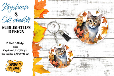 Fall Keychain. Fall Car coaster sublimation design Sublimation Yustaf Art Store 