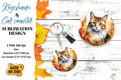 Fall Keychain. Fall Car coaster sublimation design Sublimation Yustaf Art Store 
