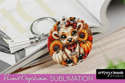 Fall Keychain - Highland Cow Keychain Sublimation - Cute Cow Sublimation OrangeBrushStudio 