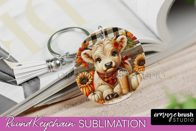 Fall Keychain - Highland Cow Keychain Sublimation - Cute Cow Sublimation OrangeBrushStudio 