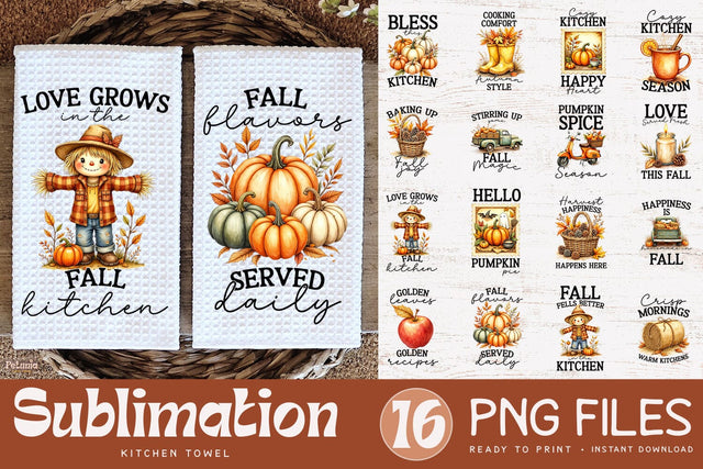 Fall Kitchen Towel | kitchen Towel Sublimation Designs Sublimation Petunia Digital Design 