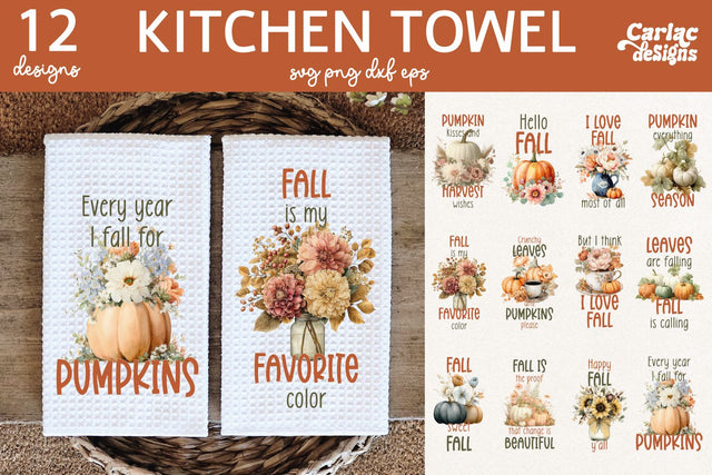 Fall Kitchen Towel Sublimation Bundle Sublimation Carla C Designs 