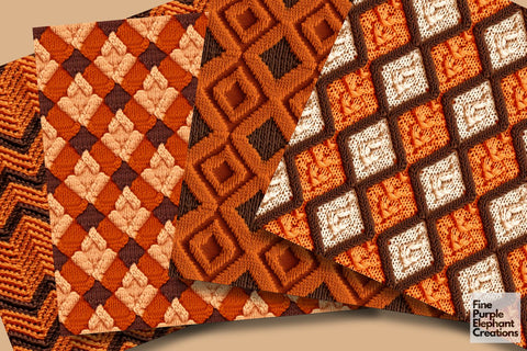 Fall Knit Fabric Texture Sublimation Digital Pattern Fine Purple Elephant Creations 