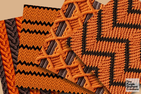 Fall Knit Fabric Texture Sublimation Digital Pattern Fine Purple Elephant Creations 